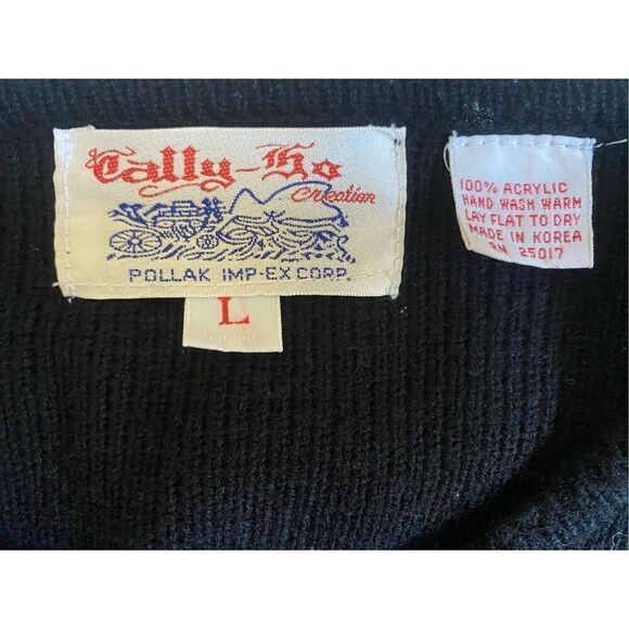 Vintage Gally-Ho Womens 100% Acrylic Cardigan Sweater Size M Black - Picture 3 of 4